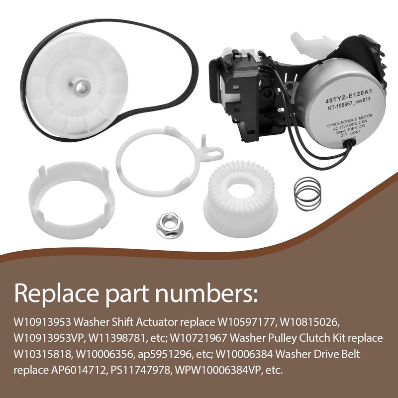 W10913953 Washer Shift Actuator & W10721967 Washer Pulley Clutch Kit