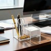 HBlife Acrylic Pen Holder - 3-Compartment Desk Organizer
