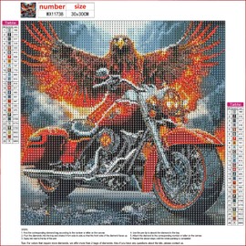 MXJSUA Eagle Diamond Painting Kits for Adults, Motorcycle 5D Diamond Art Kits for Beginners, DIY Full Round Drill Picture with Diamond for Home Wall Decor, 30x30cm