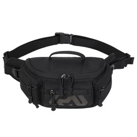 CamGo Tactical Fanny Pack for Men Women Expandable Military Waist Bag Hip Belt Bumbag Utility Bags for Hiking Climbing Fishing, #01-Black, Small, Tactical Waist Pack,small Fanny Pack,military Waist