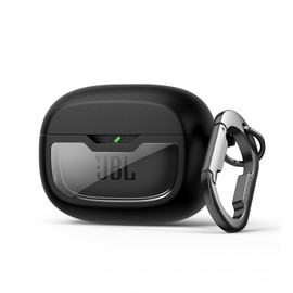 SURITCH Case Cover for JBL Vibe Beam/JBL Vibe Beam 2/ JBL Vibe 200TWS Earbuds, Shockproof Magnetic Protective Headphone Cover, Rugged Bumper Case with Carabiner & Cleaning Kit & Removal Tool, Black