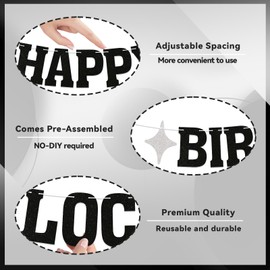 Happy Birthday Loca Banner Vampire Birthday Party Decorations Funny Birthday Party Decorations for Her 18th, 21st, 25th 30th Birthday Party Banner Black Glitter