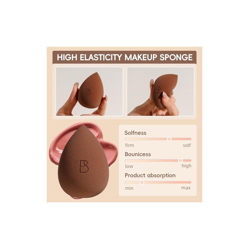 BS-MALL Juego de 11 brochas de maquillaje de bambú sintético
