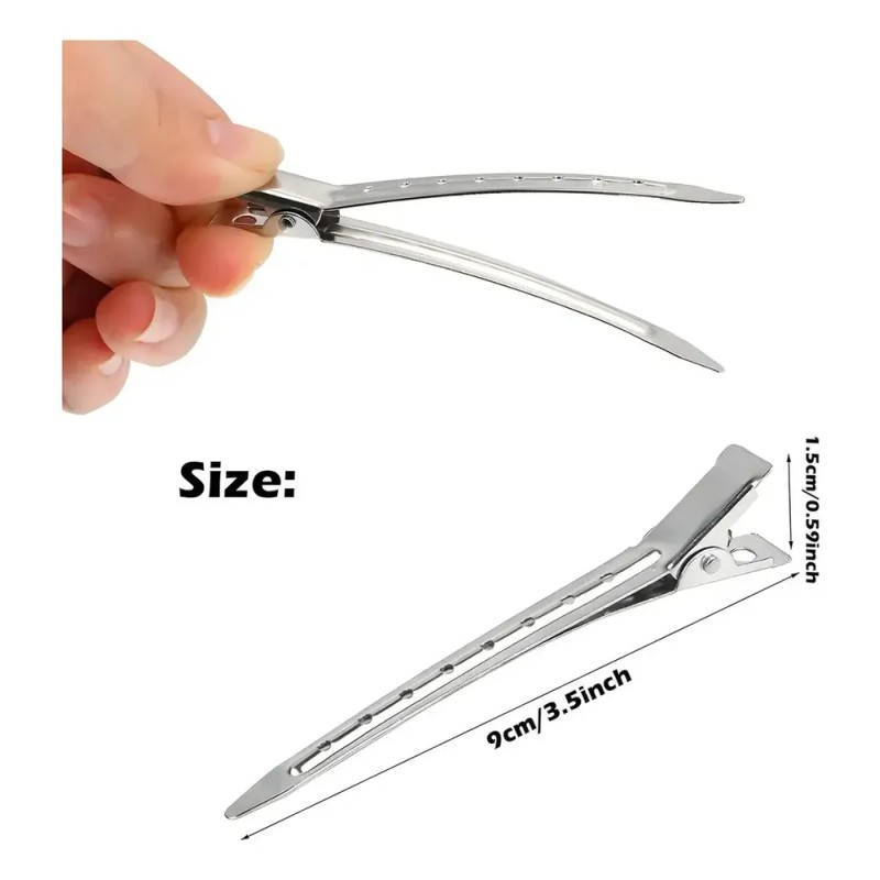 60pz Pinza Perforada Para Cabello Tipo Pico De Garza Acero