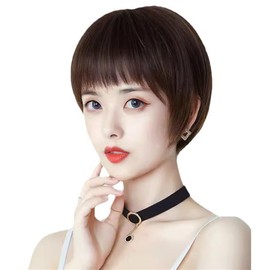 Wig, Short, Women's, Bob Wig, Full Wig, Straight, Natural, Small Face, Heat Resistant, Bangs, Loose and Fluffy, Short Bob, Fashion, Women's Wig, Bob Wig, Round Silhouette, Easy to Wear, For Everyday