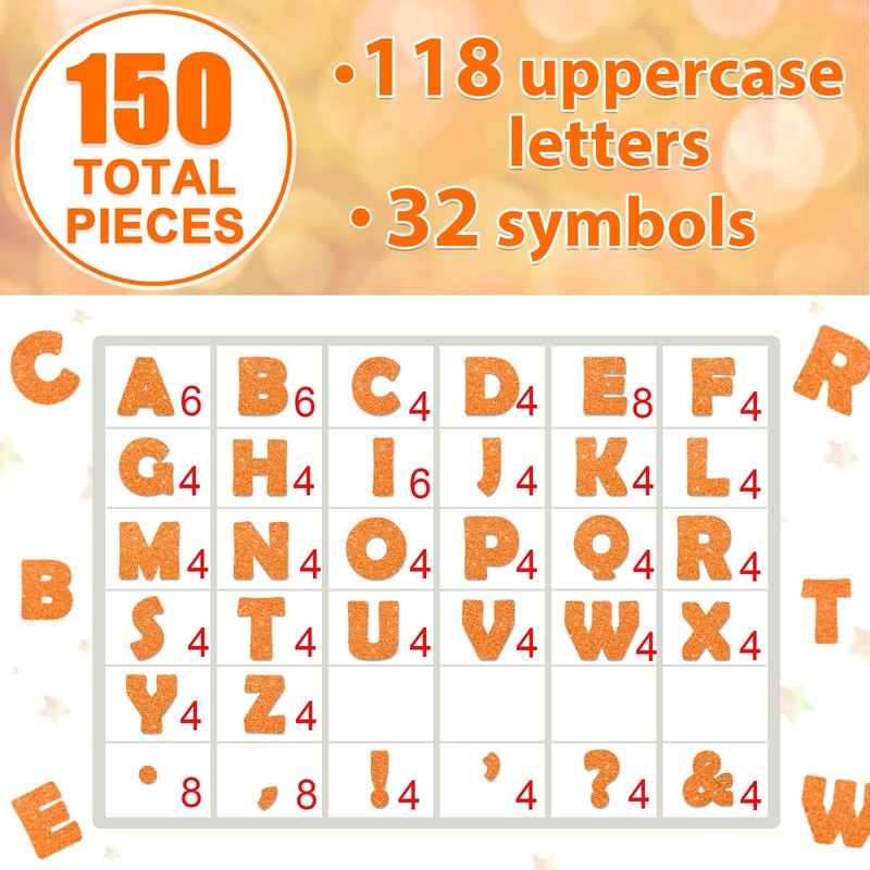 Qyeahkj 150 PCS Large 6" Font Letters and Punctuation Set