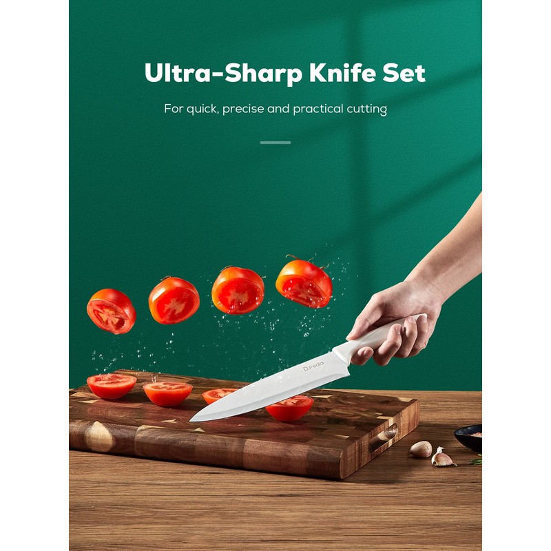 Knife Set, D.Perlla 16 Pieces White Kitchen Knife Set with