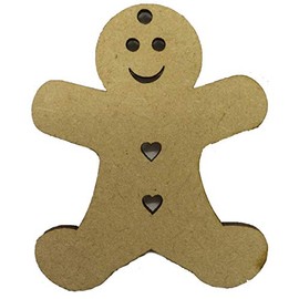 FSSS Ltd GINGERBREAD MAN SHAPE 3MM MDF CHRISTMAS XMAS DECORATIONS TREE BAUBLE BUNTING CRAFT GIFT ARTS (24, HANGING HOLES)
