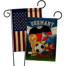 Soccer World Cup Germany Garden Flags Pack Sports Game Goal Ball Football Entertainment Activity Physical USA Vintage Applique Small Decorative Gift Yard House Banner Double-Sided US Made 13 X 18.5