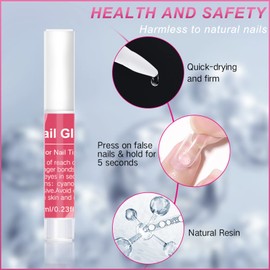 100PCS Clear False Nails Tips and Nail Gule Kit, krofaue Half Cover Lady French Style Acrylic Artificial Tips 3Pcs Nail Glue for Nail Extension kit Nail Tips Art Salons and Home DIY