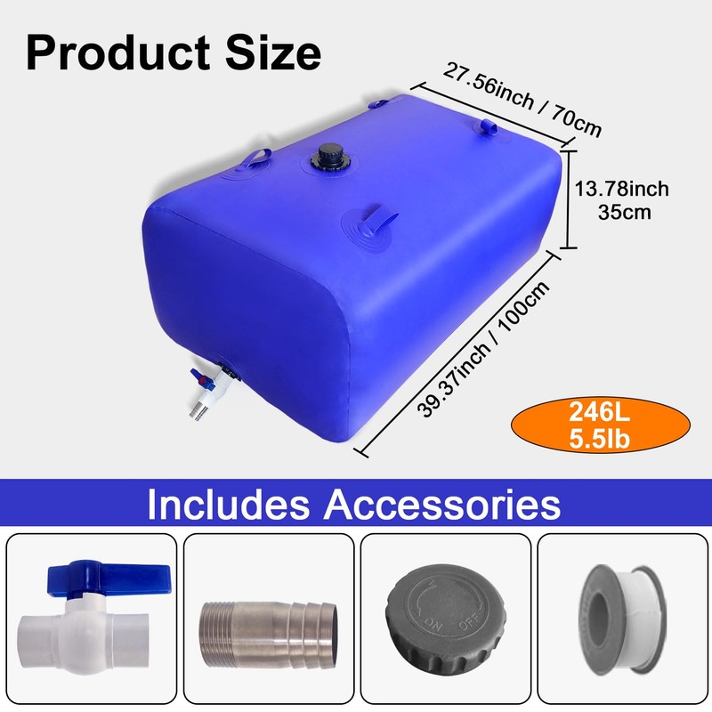 65 Gallon Water Storage Bladder,Portable Foldable Water Tank,Suitable for Outdoor