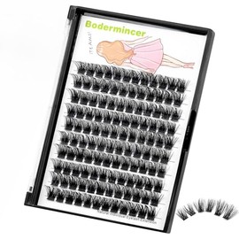 Bodermincer 120 Racimos/Caja De Racimos Anchos Con Efecto 3D, Pestañas Adheridas Con Pegamento, Extensiones De Pestañas Individuales, Manojos De Pestañas, Pestañas Postiza Negro 8Mm
