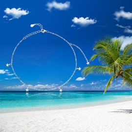 Qings Butterfly/Star/Infinity Ball Anklet 925 Sterling Silver Waterproof Adjustable Anklet with Butterfly Pendants Summer Beach Gifts for Women Girls, Sterling Silver