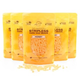 Rio Wax Beads for Hair Removal (5 x 100g, Honey) - Vegan Hard Wax Beads for Brazilian, Facial and Body Waxing - Stripless Wax for Women and Men
