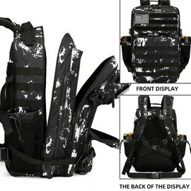 HongXingHai 45L Military Tactical Backpacks 3 Days Assault Pack Bag Fitness Rucksack 3 Day Bug Out Bag Hiking Treeking Molle Daypack (Black Lightning)