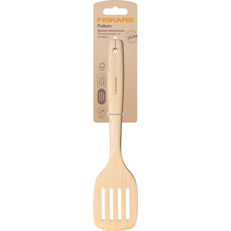Fiskars Folken 1075686 Slotted Spatula for Coated Cookware, Length 30