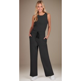Jumpsuit mujer, Palazzo de elegantes, Overol mujer, Conjuntos casuales para mujer, Sin mangas, Pierna ancha, Adecuado para banquetes, Compras y viajes