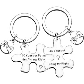 JMIMO 40th Wedding Anniversary Present for Couple - Ruby Wedding Anniversary Present for Him and Her - Unique Puzzle Keyrings Set Keepsake for 40th Anniversary