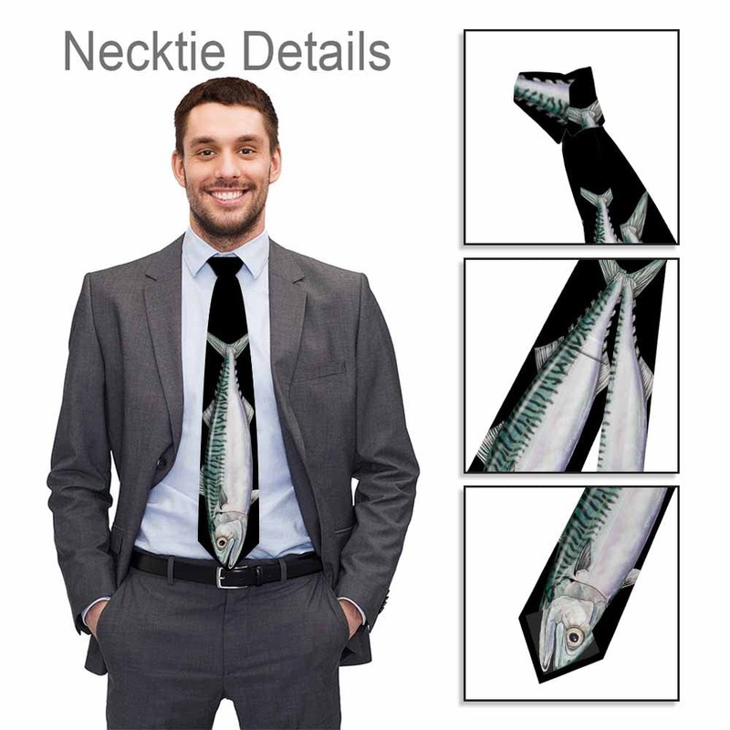 Yakuna Fish Men's Tie Mackerel Salmon Sea Artistic Features Men's