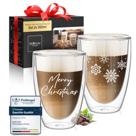 ElbFuchs® Double-Walled Latte Macchiato Glasses Grandma + Grandpa 2 x 350 ml [Gift Idea] Ideal Coffee Glasses Double-Walled as a Gift for Grandma and Grandpa or Mum, Dad