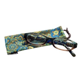 Calabria 4377 Cat Eye Colorful Floral Paisley Reading Glasses +2.25 Brown Women Readers Cute Eyeglass w/Soft Case