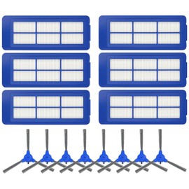 Estelife Pack of 14 Side Brushes and Filters for Eufy RoboVac 11S Max, 15C Max, 30C Max, G10 Hybrid and G30 Hybrid Robot Vacuum Cleaner, 6 HEPA Filters, 8 Side Brushes