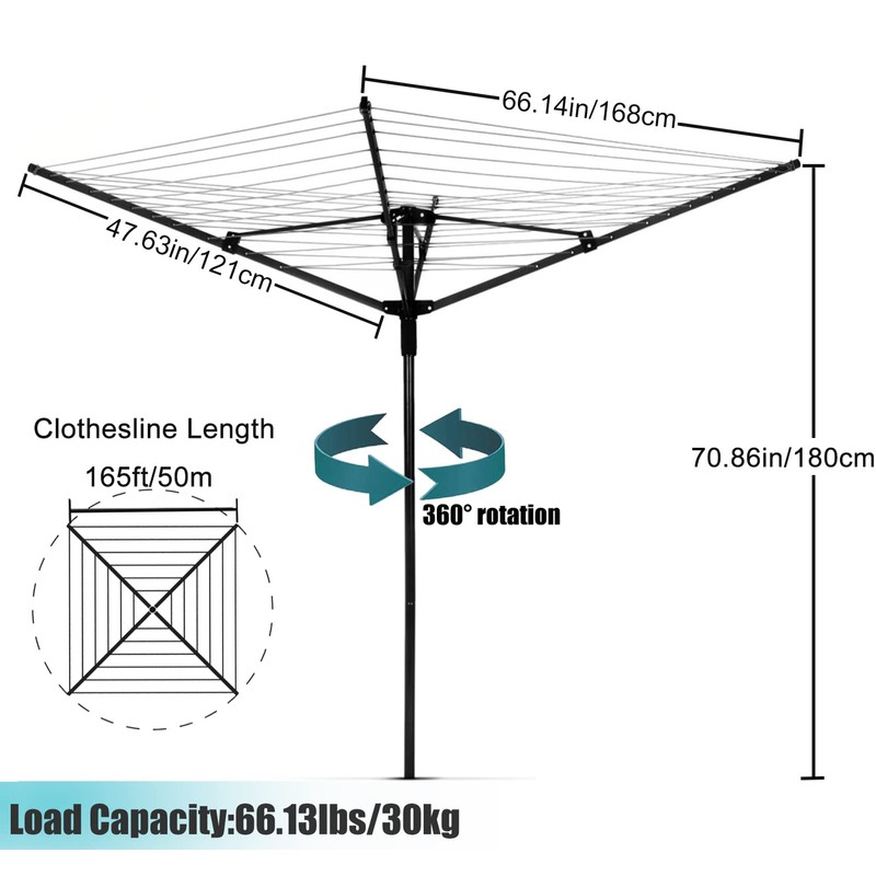 MYOYAY Rotary Outdoor Umbrella Drying Rack Umbrella Rotary Dryer Clothes