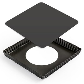 Cyimi Square Pie Pan Nonstick Tart Pan With Removable Bottom Heavy Duty Carbon Steel Fluted Quiche Pan Tart Mold for Baking Mousse Cakes Dessert,8.2 x 1-Inch
