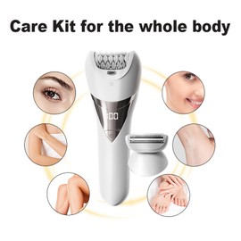 Electric Lady's Epilator,2in1 for Face, Chin, Arm, Leg, Armpit, Bikini Trimmer,Shave& Epilate, Wide Head for Fast Epilation,Wet & Dry Lady Shaver,2 Speeds