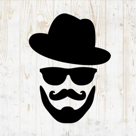 Beard Decals Peel and Stick - Wall Vinyl Decals Stickers - Bearded Man Mustache Barber Barbershop Haircut Hair Stylist Silhouette - Car Window Truck Laptop Tumbler - Salon Shop Room Decor DWSV14052
