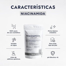 Niacinamida Pura 250 g | Vitamina B3 | Anti Acné Manchas y Poros | Reafirma Colágeno Elasticidad | Matifica y Refuerza Barrera