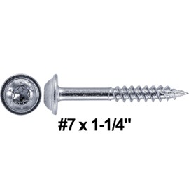 7 x 1-1/4" Pocket Hole Screws FINE Thread - T-20 Torx/Star Drive for Cabinetry & Furniture 1 Pound - 186 Screws