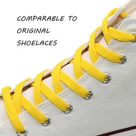 VSUDO VSUDO 160cm Flat Golden Yellow Trainers Shoelace, 8mm Wide Shoe Laces for Sneakers, Premium Trainer Shoe String, Replacements Athletic Sport Shoelace for Women or Men (1Pair-Golden Yellow-160cm)