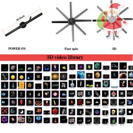 WANTHER Ventilador de holograma 3D, proyector holográfico WiFi con video de biblioteca 700, visualización holográfica animada para tiendas de negocios, tiendas, día festivo (16.5 pulgadas (APP+WiFi))