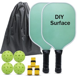 Magicorange Pickleball Paddles, USAPA Approved Fiberglass Surface Pickleball Paddles Set with 2 Pickleball Rackets,4 Pickleball Balls,1 Portable Carry Bag (White-DIY)