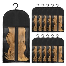Xlapo Hair Extension Holder, Wig Storage for Multiple Wigs, Wig Hanger with Hook, Wig Carrier Organizer Dustproof, Wigs & Accessories(10 Pcs Black)