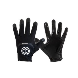 MASSOV EVO2 Men's Football Gloves - Sticky Football Gloves with ProTac Palms, Mesh & 4D Sport Mesh for Elite Fit & Superior Breathability - Jet Black, XX-Large