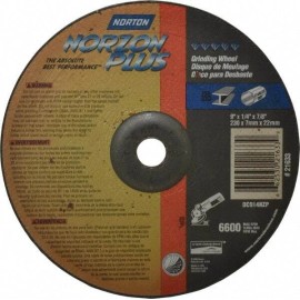 Norton 24 Grit, 9" Wheel Diam, 1/4" Wheel Thickness, 7/8" Arbor Hole, Type 27...