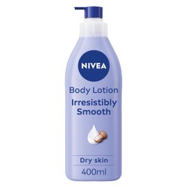NIVEA Irresistibly Smooth Body Lotion (400ml), 72H Hydration NIVEA Moisturiser for Soft and Smooth Skin Made with Pure Hyaluron and Shea Butter, Intensive Moisturising NIVEA Body Lotion