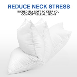 zibroges Goose Feather Bed Pillow for Sleeping - Hotel Down Pillows Queen Size Set of 1, Soft 600 Thread Count Cotton Cover, Fluffy Support Surround Fill Polyester for Back, Stomach, Side Sleepers