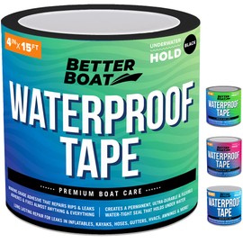 Better Boat Black Waterproof Tape for Leaks, Heavy Duty Marine Grade Sealant, 15 ft x 4 in, for Pools, Gutters, Underwater Repair, Patching and Sealing