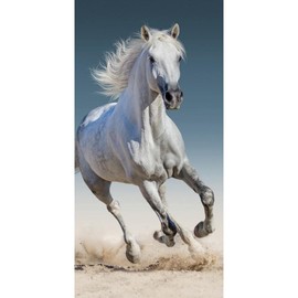 Bath Towel 70 x 140 cm Cotton Bath Towel White Horse