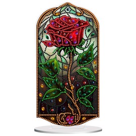 hospitian DIY Diamond Desktop Decoration Rose, Crystal Diamond Art Painting Desktop Decorations Single Side, Diamond Decoration Suitable for Adult Beginners Home Office Decoration Crafts Gifts