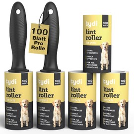 Tydi Lint Roller Pet Hair - 100 Sheets per Roll (500 Sheets Total) - Lint Roller Clothes - Lint Roller - Hair Roller - Lint Roller Clothes - Pet Hair Effortlessly Collect