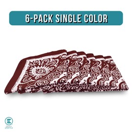 Endea Group 6-Pack All-Gender Bandanas Multi-Purpose Headband, Handkerchief, Head Wrap, Scarf, Protective Coverage-22x22 Inch (Maroon, 6-Pack)