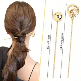inSowni 10 Pieces Asian Chinese Gold Metal Hair Sticks Hair Pins Chopsticks Forks Updo Holders Hair Accessories for Women Girls