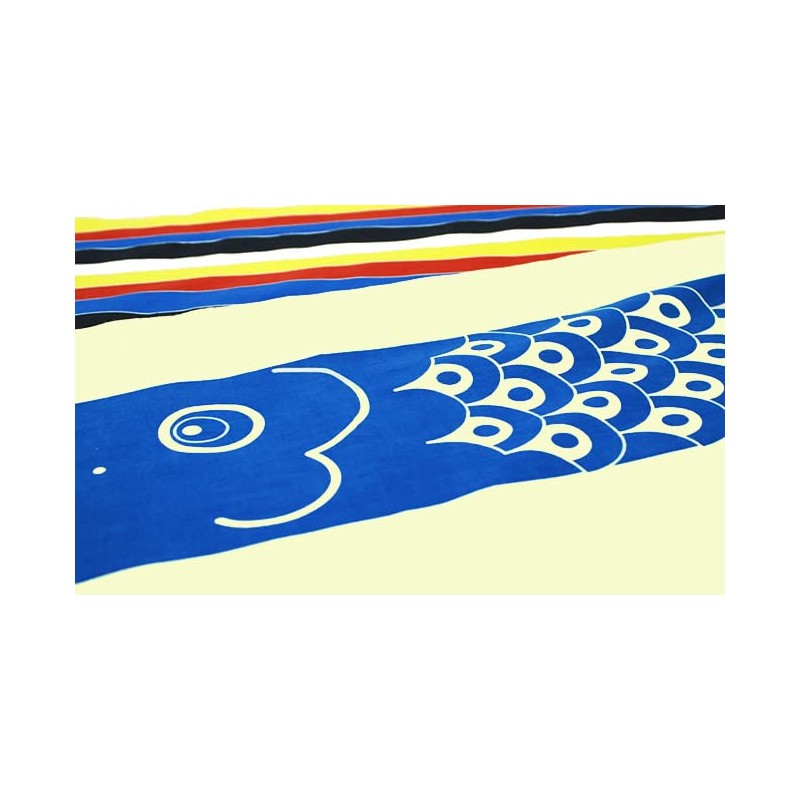 染の安坊 手ぬぐい「幟鯉 青」 本染め 綿100% 特岡 日本製 35cm×100cm