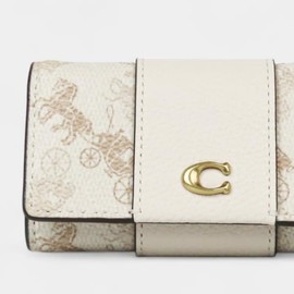 Coach CI210 B4RGL Women's Accessory Key Case (Brass x Chalk Taupe), White
