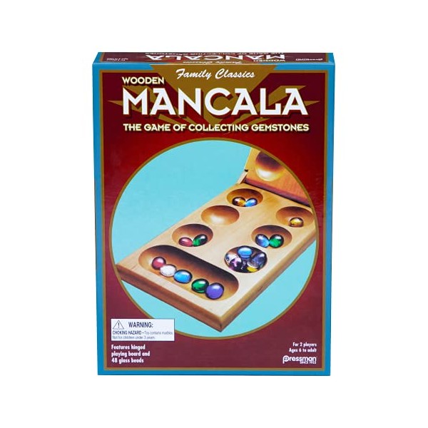 Pressman Mancala - Real Wood Folding Set, with Multicolor Stones