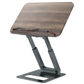 Tounee Book Stand, Telescopic Book Holder Stand, Adjustable Height Pull Out Design Ergonomic Cookbook Stand with Elastic Page Clips Fits All Books (Gray)